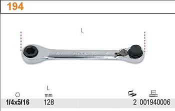 BETA TOOLS Spärrnyckel för Bits 1/4 x 5/16 med Omkopplare, BETA