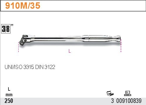 BETA TOOLS Dragskaft Ledhandtag 3/8250 mm Rostfri, BETA - 2