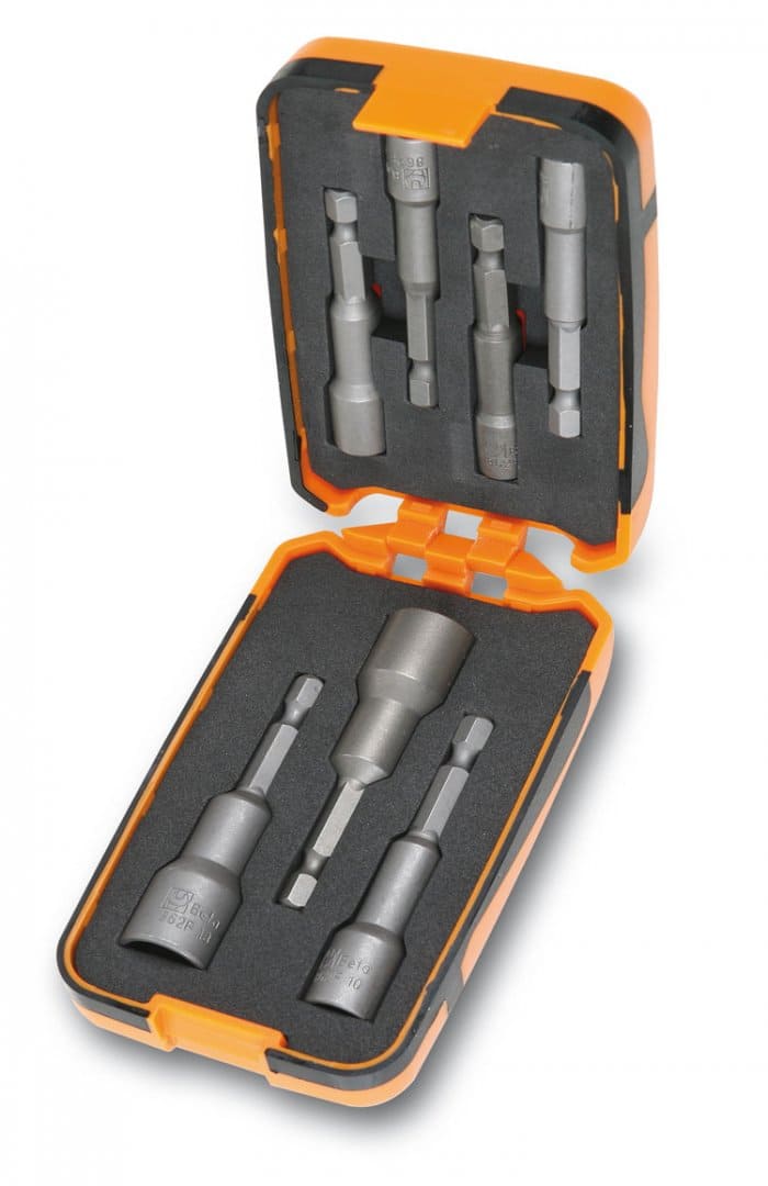 BETA TOOLS Magnetiska Bits med Sexkantshylsor 1/4, 5, 5–13 mm, Plastask, BETA