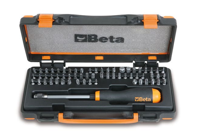 BETA TOOLS Bitssats 61 Delar 1/4 Magnetiskt Skruvhandtag Snabbfäste Plastask, BETA