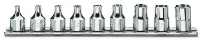 BETA TOOLS Hylssats TORX E4-E16, 9 Delar 26 mm Höga Kromade, BETA