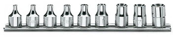 BETA TOOLS Hylssats TORX E4-E16, 9 Delar 26 mm Höga Kromade, BETA