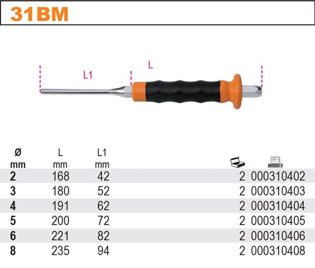 BETA TOOLS Drivdornsats 6 Delar 2-8 mm Rostfri, BETA - 3