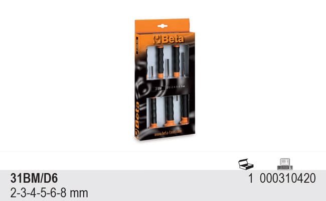 BETA TOOLS Drivdornsats 6 Delar 2-8 mm Rostfri, BETA - 2