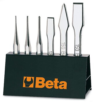 BETA TOOLS Huggmejselsats med Metallställ 6 Delar, 2-4 mm 125-150 mm, BETA
