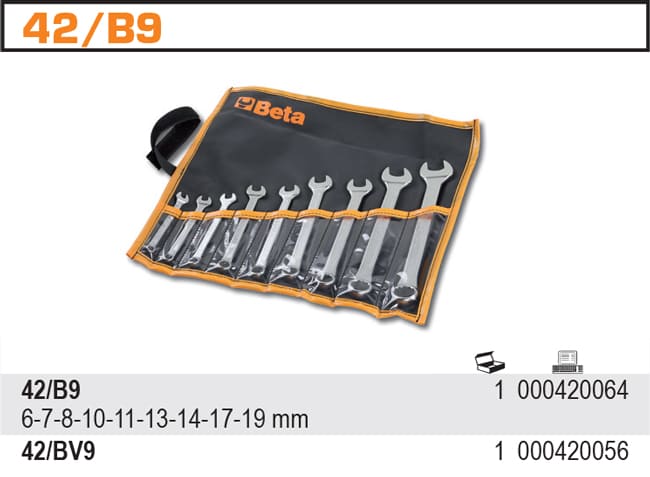 BETA TOOLS U-Ringnyckelsats 9 Delar 6-19 mm Rostfri, BETA - 2