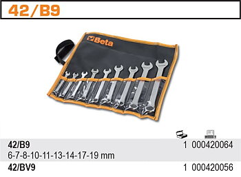 BETA TOOLS U-Ringnyckelsats 9 Delar 6-19 mm Rostfri, BETA