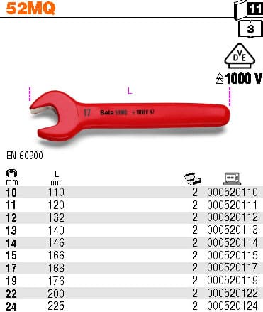 BETA TOOLS Blocknyckel 1000V 10-24 mm Isolerad, BETA (Storlek (mm) : 12) - 2