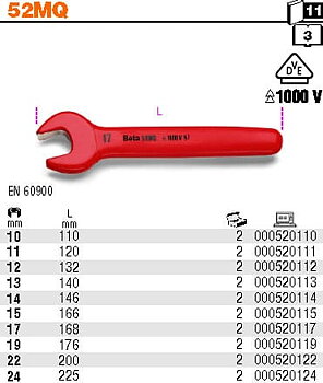 BETA TOOLS Blocknyckel 1000V 10-24 mm Isolerad, BETA (Storlek (mm) : 13)