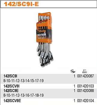 BETA TOOLS U-Ringnyckelsats 9 Delar 8-19 mm med Bärbart Ställ, BETA