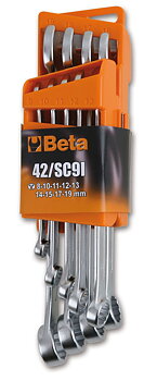 BETA TOOLS U-Ringnyckelsats 8-19 mm 9 Delar med Bärbart Ställ, BETA