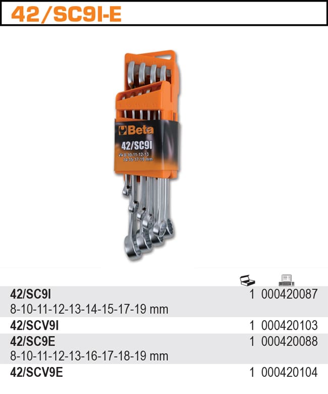 BETA TOOLS U-Ringnyckelsats 8-19 mm 9 Delar med Bärbart Ställ, BETA - 2