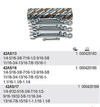 BETA TOOLS U-Ringnyckelsats 13 Delar 1/4-1 Rostfri, BETA