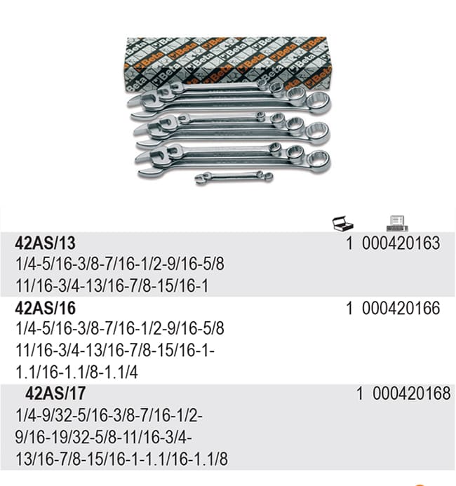 BETA TOOLS U-Ringnyckelsats 17 Delar 1/4-11/8 Rostfri, BETA - 3