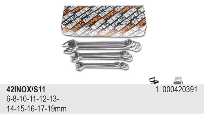 BETA TOOLS U-Ringnyckelsats Rostfri 6–22 mm 12-Delar, BETA - 2