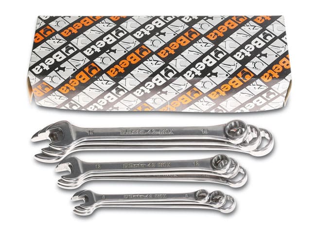BETA TOOLS U-Ringnyckelsats Rostfri 6–22 mm 12-Delar, BETA
