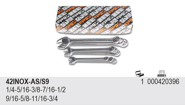 BETA TOOLS U-Ringnyckel Rostfri 1/4-3/4 Satinfinish, BETA - 3