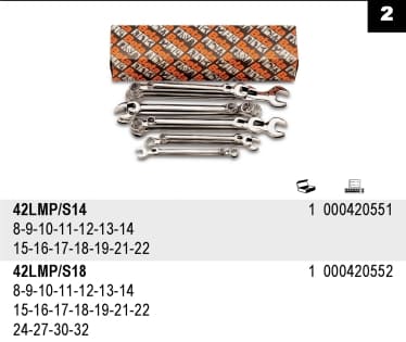 BETA TOOLS U-Ringnyckelsats 14 Delar 8-22 mm Rostfri, BETA - 2