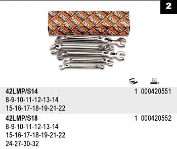 BETA TOOLS U-Ringnyckelsats 14 Delar 8-22 mm Rostfri, BETA
