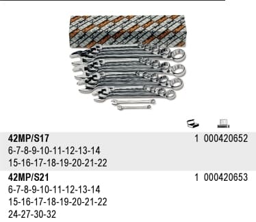 BETA TOOLS U-Ringnyckelsats 17 Delar 6-22 mm Rostfri, BETA - 3