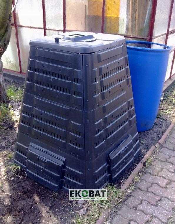 EKOBAT Frostbeständig Kompostbehållare 720L HDPE 4, 5 mm Vägg Grön Modell 2026, Termo - Grön - 11