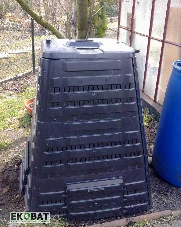 EKOBAT Frostbeständig Kompostbehållare 720L HDPE 4, 5 mm Vägg Grön Modell 2026, Termo - Svart - 12