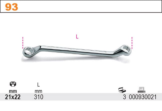 BETA TOOLS Ringnyckel Dubbel Bockad 21 x 22 mm för Byggnadsställningar, BETA - 2