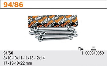 BETA TOOLS Öppen Ringnyckelsats 6 Delar 8 x 10 mm-19 x 22 mm, BETA
