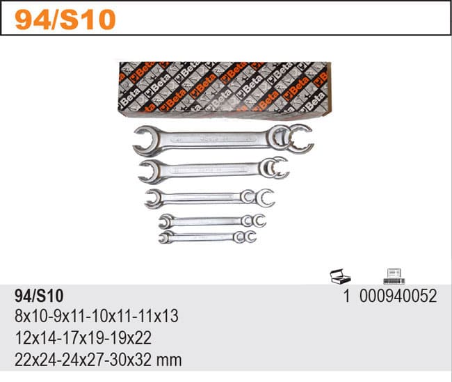 BETA TOOLS Öppen Ringnyckelsats 10 Delar 8 x 10 mm-30 x 32 mm, BETA - 2
