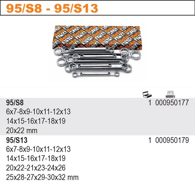 BETA TOOLS Ringnyckelsats Platta 8 Delar 6 x 7 mm-20 x 22 mm, BETA - 2
