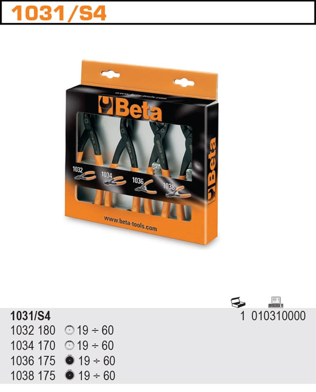Låsringstång Sats 4 Delar PVC-Handtag, BETA Tools - 2