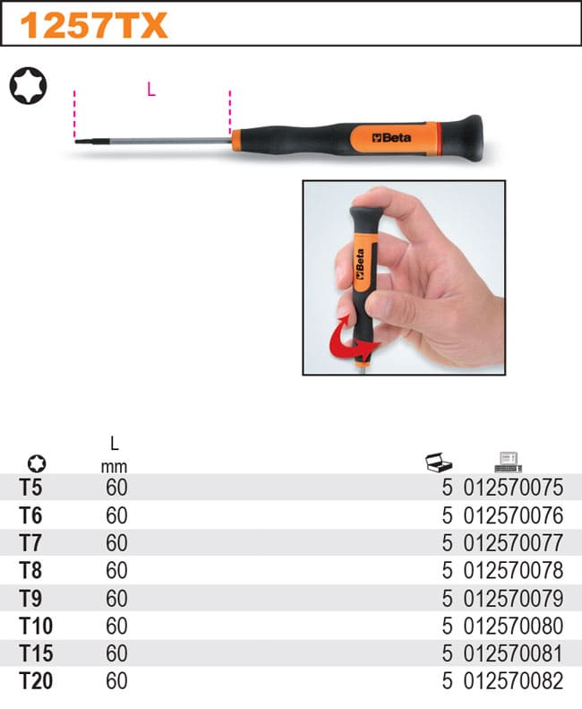 Micromejselsats 8st TORX T5-T20 med Etui, BETA Tools - 4