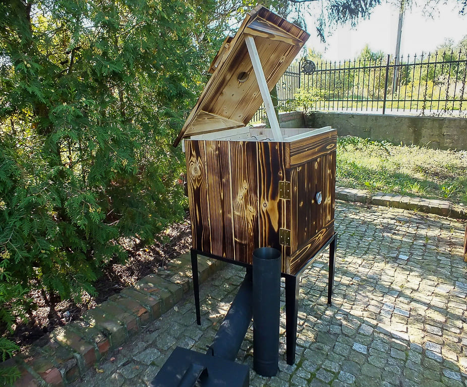 RusticSmoke Mobilt rökskåp av trä och metall för hemmabruk, vedeldat, komplett rökeri kit, handgjort, Rustic Smoke - 7