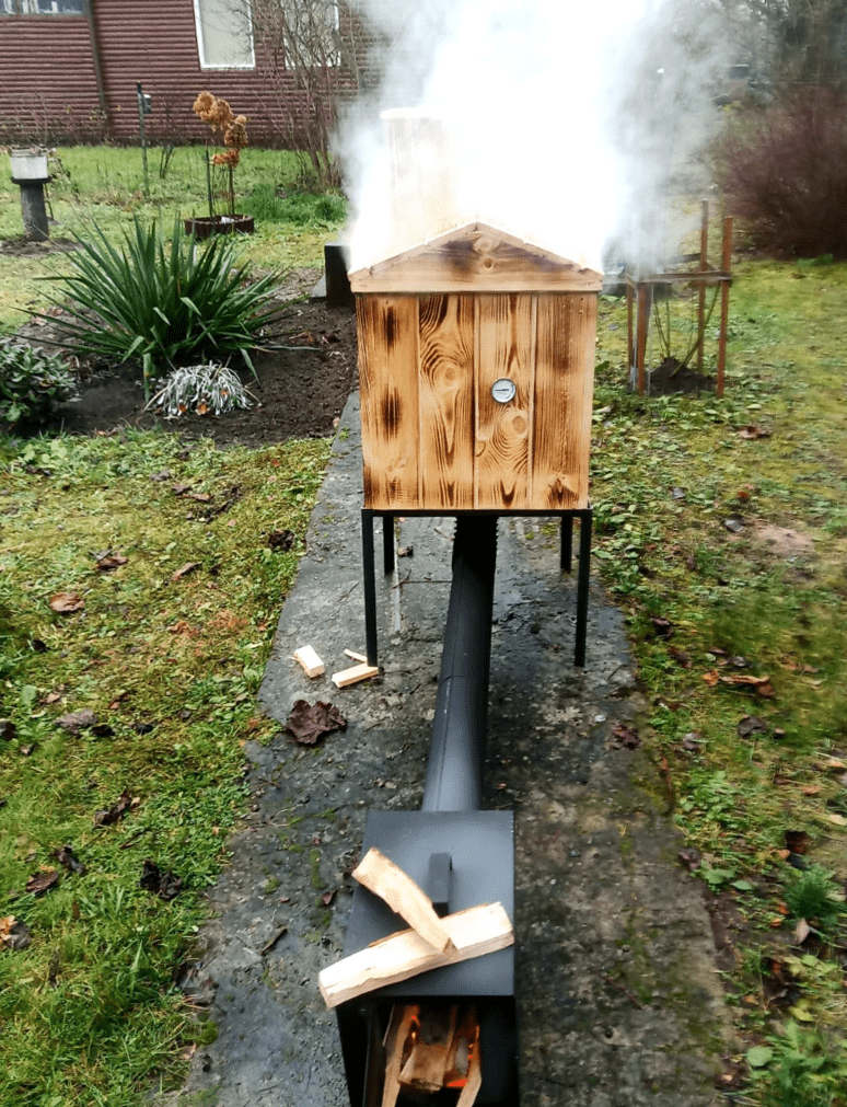 RusticSmoke Mobilt rökskåp av trä och metall för hemmabruk, vedeldat, komplett rökeri kit, handgjort, Rustic Smoke - 17