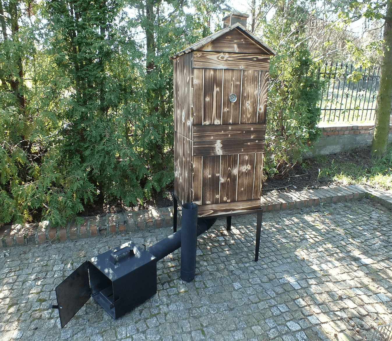RusticSmoke Mobilt rökskåp av trä och metall för hemmabruk, vedeldat, komplett rökeri kit, handgjort, Rustic Smoke - 19
