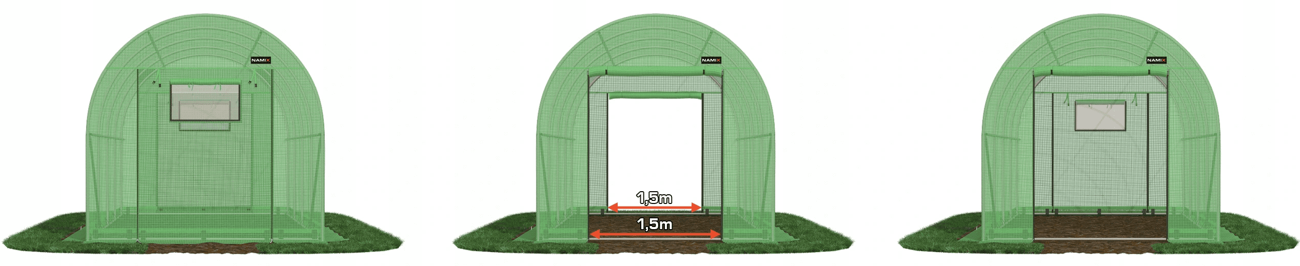 Plastväxthus för året runt utomhusbruk, tunnelväxthus, 2.5m eller 2m högt , 7-30kvm, stål, Namix Greenhouse - 4