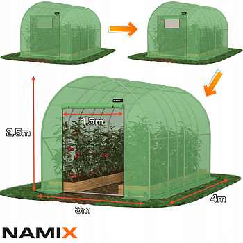 Plastväxthus för året runt utomhusbruk, tunnelväxthus, 2.5m eller 2m högt , 7-30kvm, stål, Namix Greenhouse