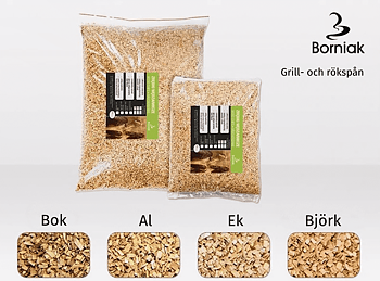 Grill- och rökspån 2.5 kg / 10L, ekologiska spån, flis för rökar