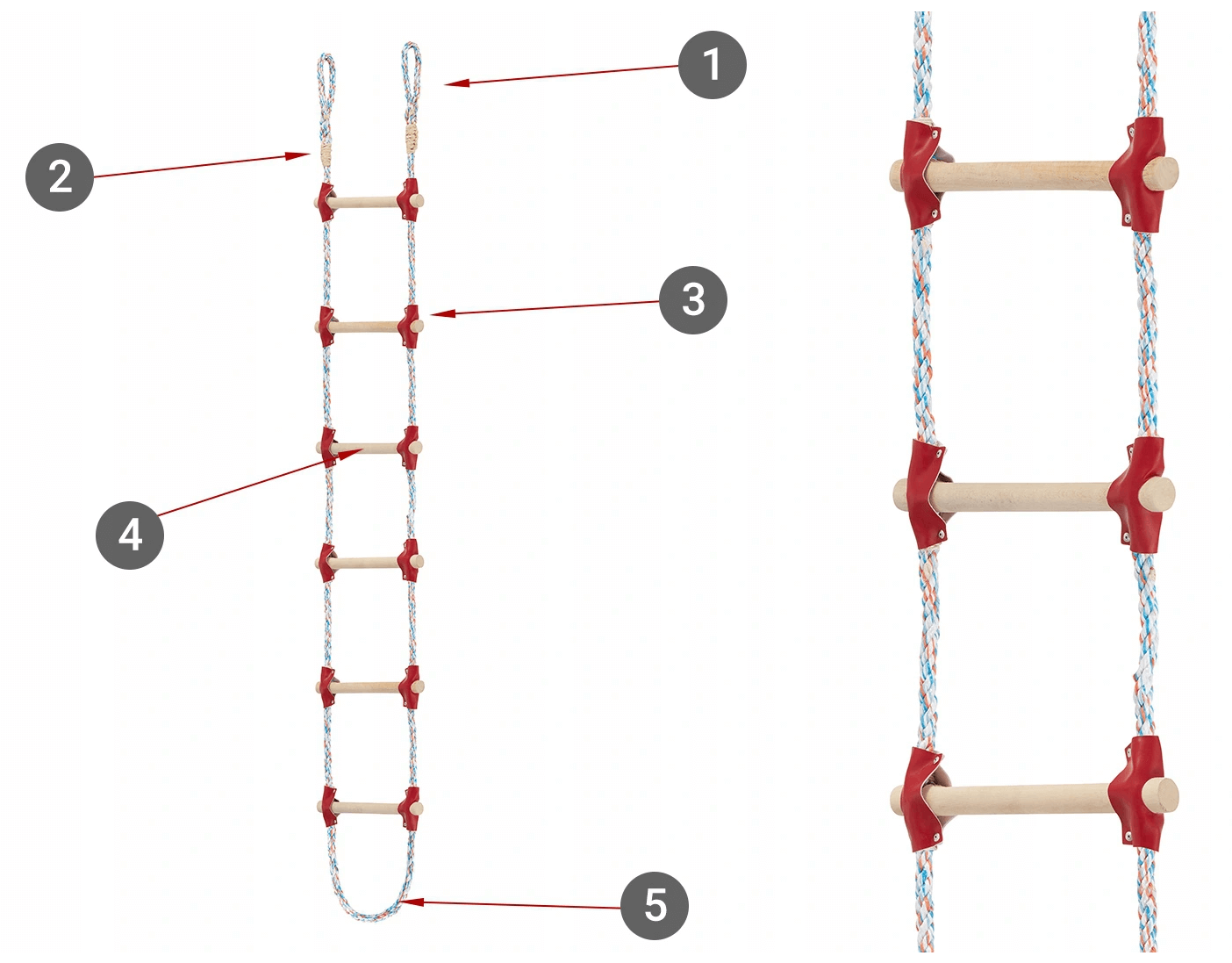 Repstege 2–30 m Trästegpinnar 250 kg Polypropenlina 22 mm Handgjord, Higher - 8