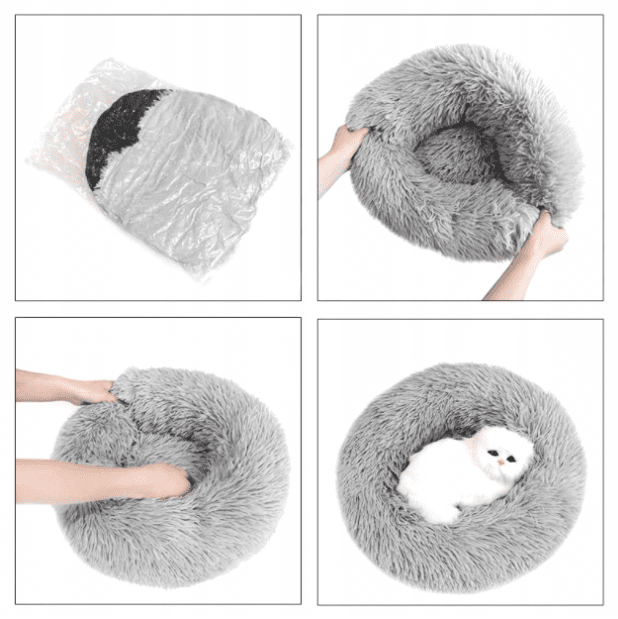Superskön och mjuk kattbädd eller hundbädd, rund 60 cm, Rotex - 4