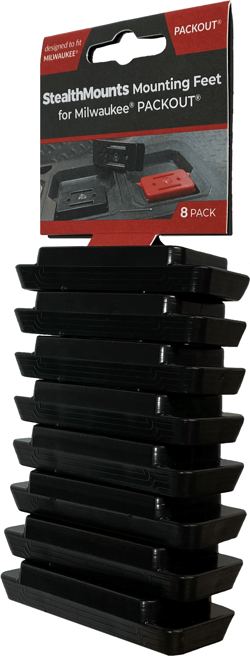 Stealth Mounts Adapterfötter 8-pack för Milwaukee Packout och Mounting Cleats, StealthMounts - 12