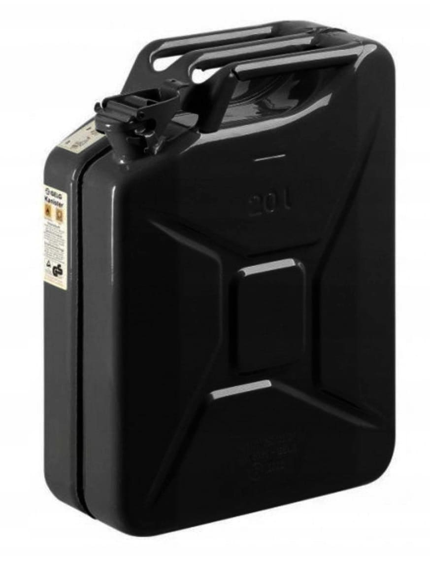 Bensindunk 20L Jeepdunk Metall 0,8mm Stål med Tätning Grön Röd Svart, Gelg - Röd - 3