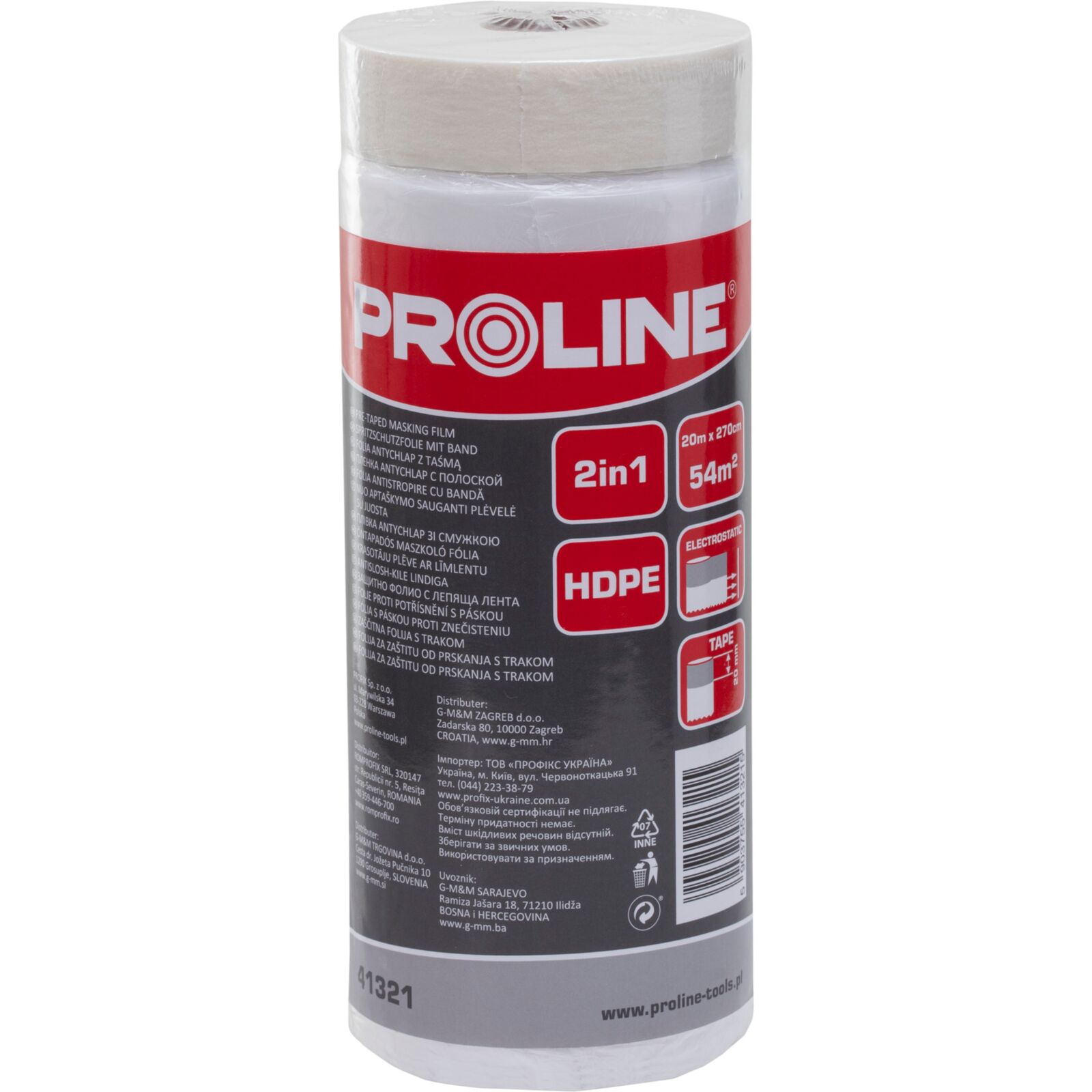 PROLINE TOOLS Anti-Stänk Maskeringsfolie med Tejp, Proline