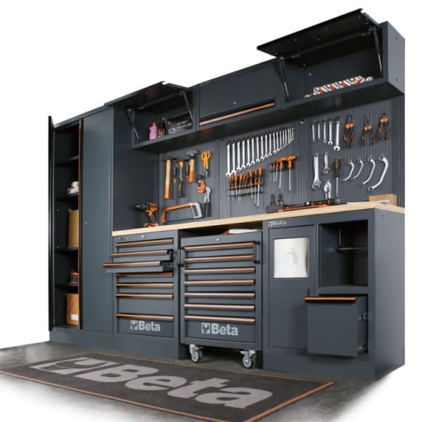 Verktygsskåp med 7 lådor, fast modul, kullager, höjdjusterbar, BETA Tools - 3