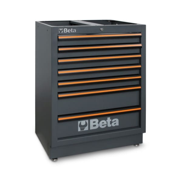 Verktygsskåp med 7 lådor, fast modul, kullager, höjdjusterbar, BETA Tools
