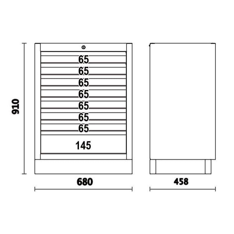 Verktygsskåp med 8 lådor 566 x 406 mm, fast modul, BETA Tools - 2