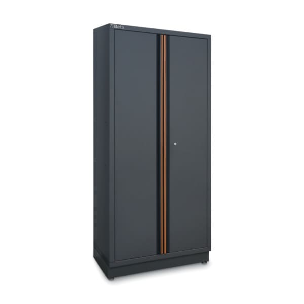 BETA TOOLS Verktygsskåp i plåt med 3 lådor (661 x 360 mm) och 4 hyllor (höjdjusterbara), mått 910 x 430 mm, central lås, vertikalt justerbara fötter, BETA - 2