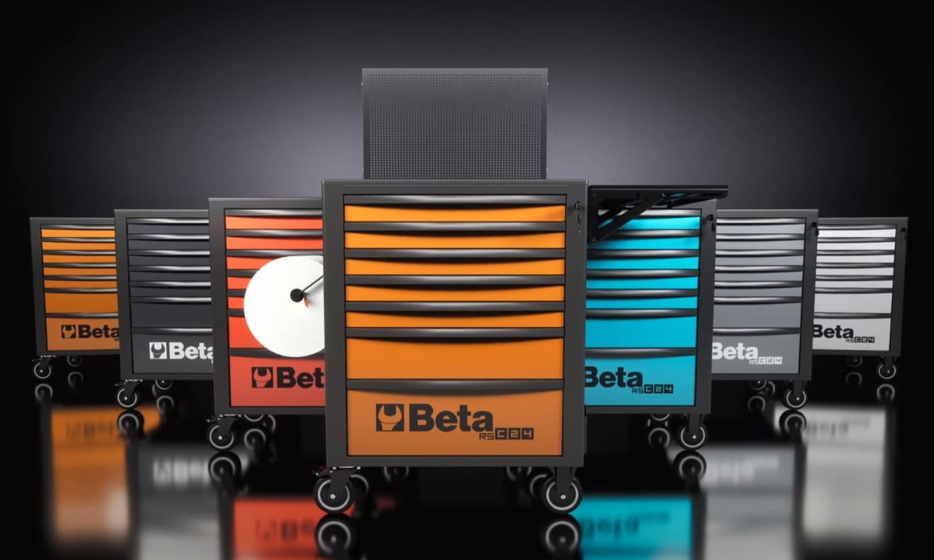 Verktygsvagn 7 Lådor 588 x 367 mm, Förstärkt ABS-arbetsyta, BETA Tools - Orange - 5