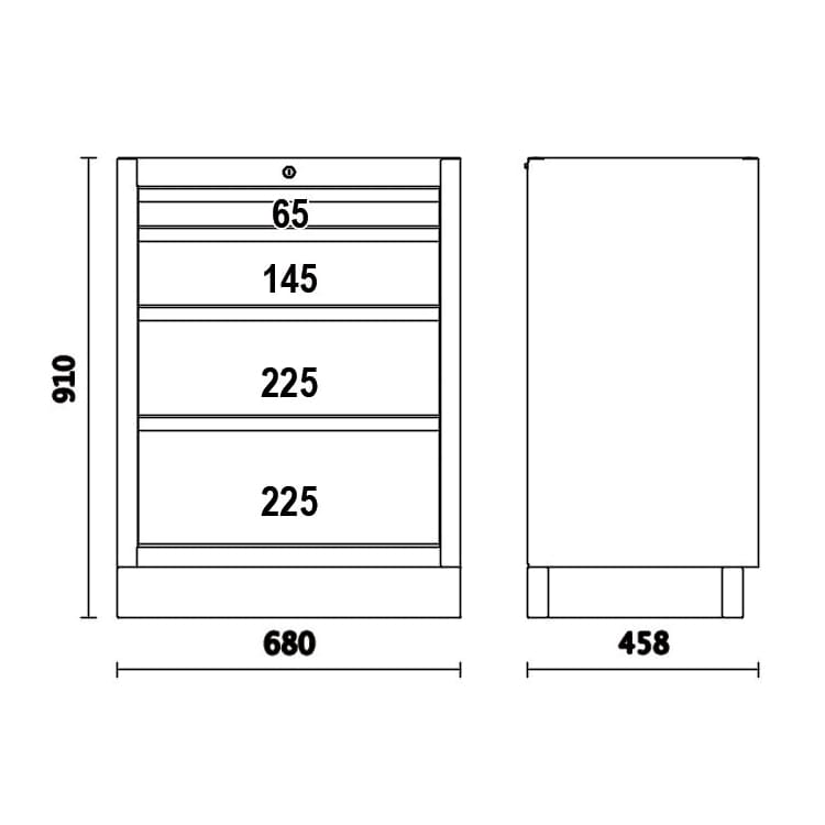 Lågt Verktygsskåp 56, 6 x 40, 6 cm med 4 Lådor, BETA Tools - 2
