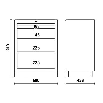 Lågt Verktygsskåp 56, 6 x 40, 6 cm med 4 Lådor, BETA Tools